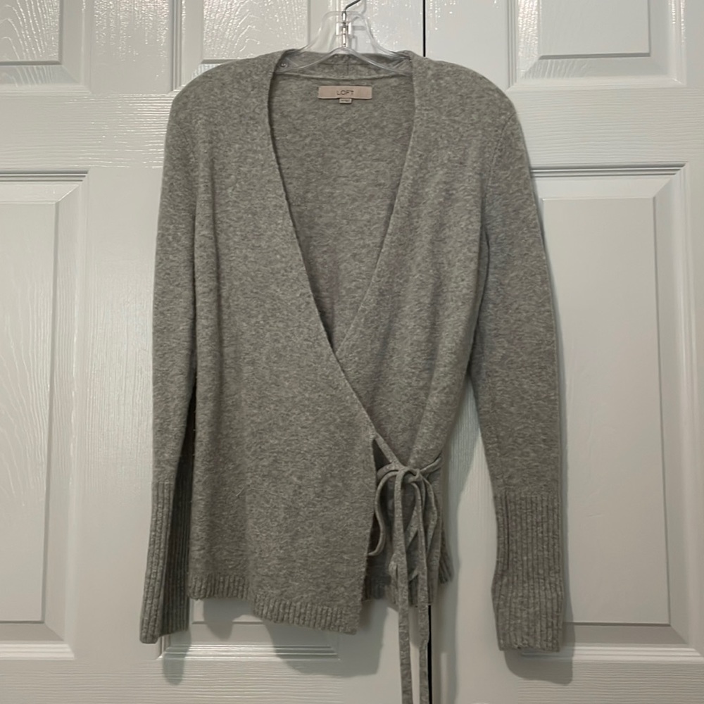 Ann Taylor Loft Heather Gray Wrap Sweater